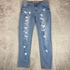 I&M Jeans Womens Size 9 Premium Washed Distressed Ripped Light Wash Denim